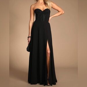 Lulus Black Sparkle Gown Maxi Dress